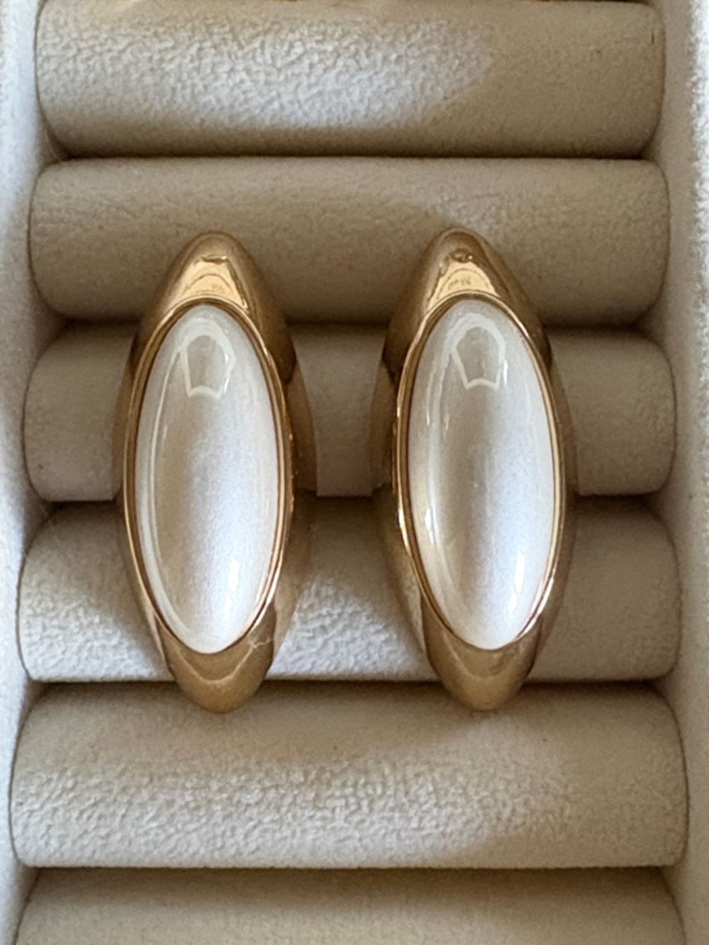Gold-Tone White Marquise Statement Earrings - Women Jewelry